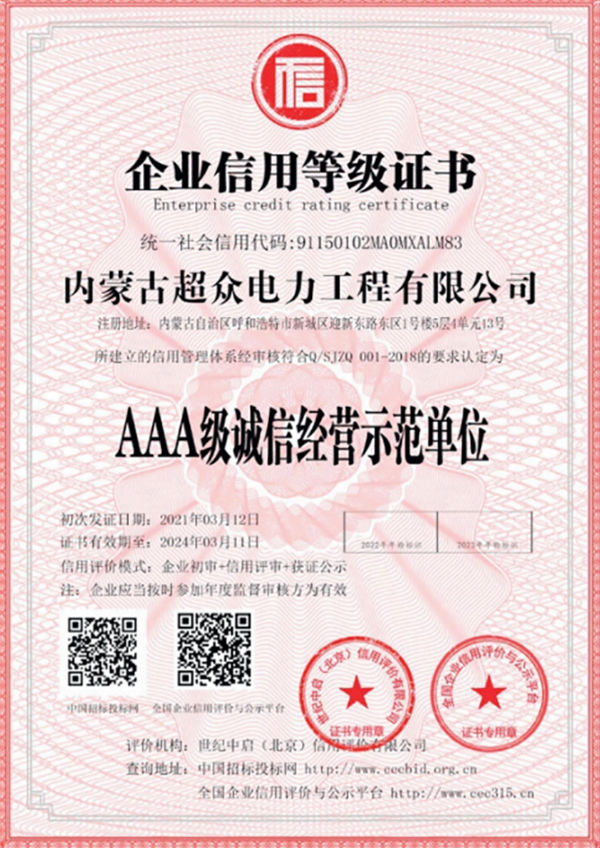 AAA級誠信經營示范單位